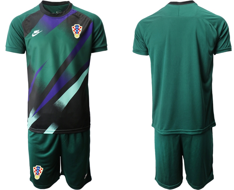 Men 2021 European Cup Croatia green goalkeeper Soccer Jerseys